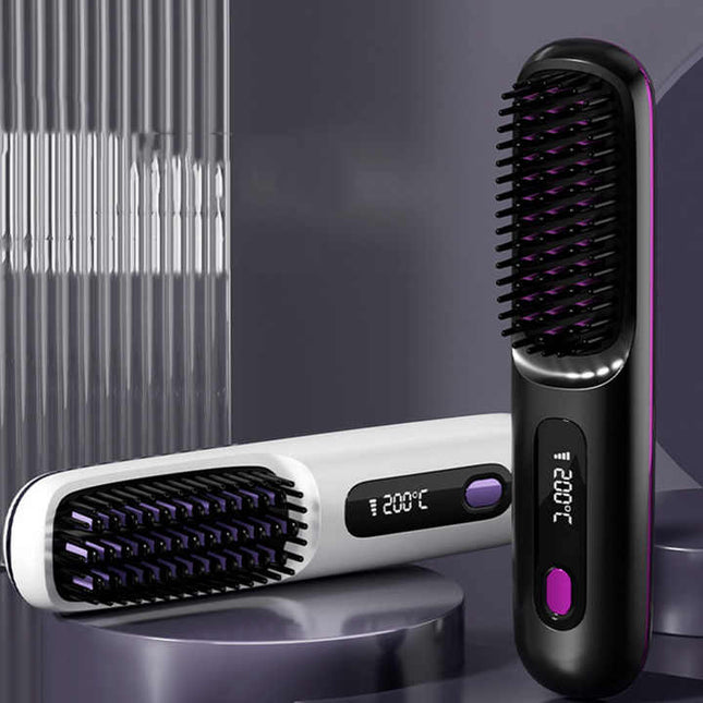 Blue Wireless Hair Straightening Brush – product detail