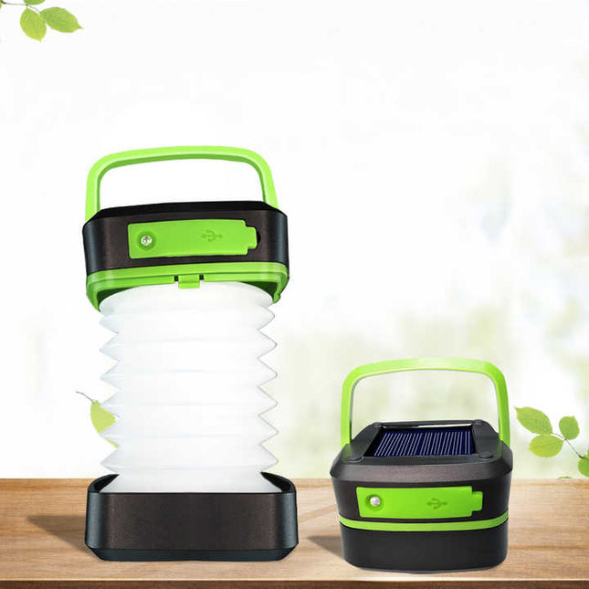 Green Collapsible Portable Solar LED Camping Lantern with USB Charging V888-ELOSUNG15582