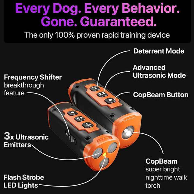 Gray Multifunctional Ultrasonic Dog Repeller & Flashlight – product detail
