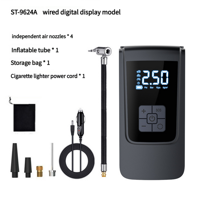 Portable Digital Tire Inflator Pump with LCD Display Type-C Charging and 150 PSI Max Pressure