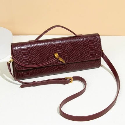 Apricot Elegant PU Leather Clutch Bag with Snake Print Design - Multi-color Options