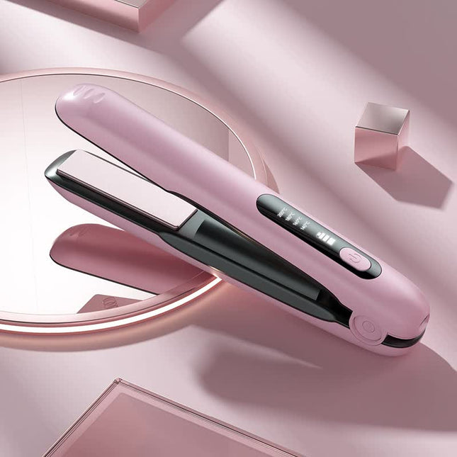 Pink Wireless Rechargeable Hair Straightener with 5000mAh Battery