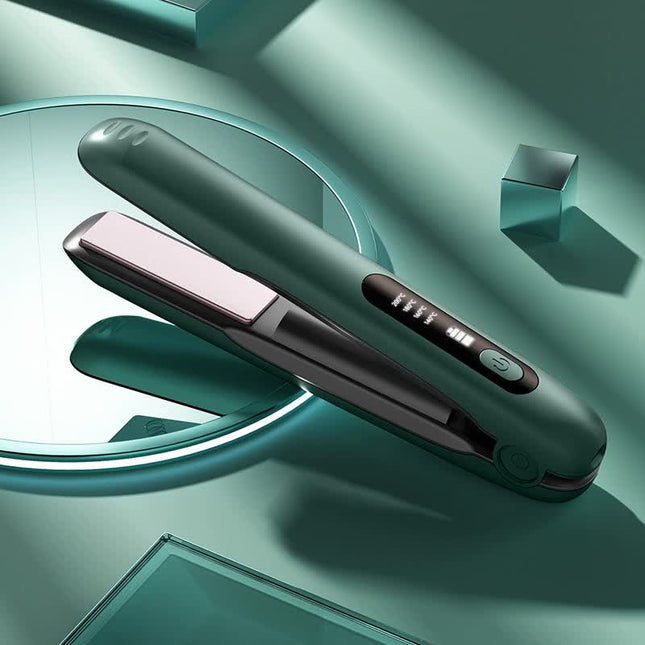 Green Wireless Rechargeable Hair Straightener with 5000mAh Battery