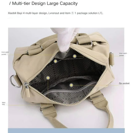 0485# Light Green Multifunctional Nylon Shoulder Bag - Lightweight and Spacious Handbag for Women, 20x15x11cm