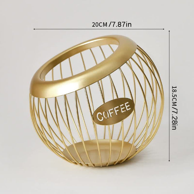 Gold Handcrafted Coffee Capsule Storage Basket