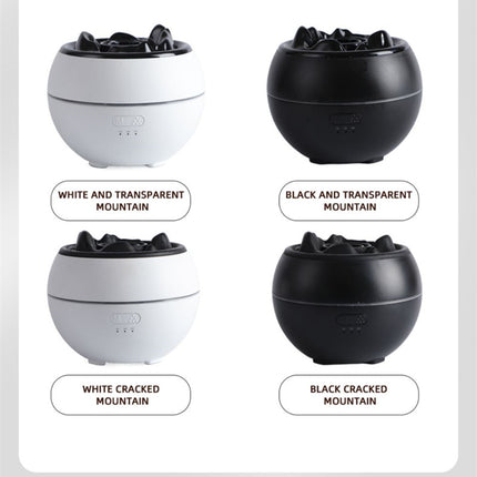 Volcanic Flame Aroma Diffuser (White Crack Style)- 360ml Ultrasonic Humidifier with 7-Color LED Light and Adjustable Mist for Home and Office