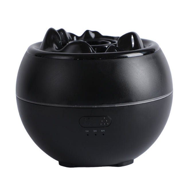Volcanic Flame Aroma Diffuser (Black Ordinary Style)- 360ml Ultrasonic Humidifier with 7-Color LED Light