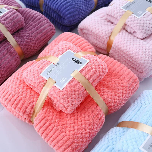 (2 PCS Purple) Coral Fleece Towel and Bath Towel Set – product detail