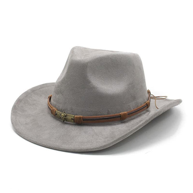 Gray Unisex Faux Suede Western Cowboy Hat