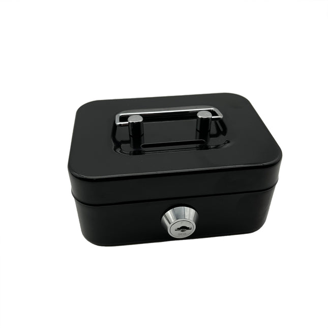 2PCS/Black Mini Lockable Cash Box with Handle