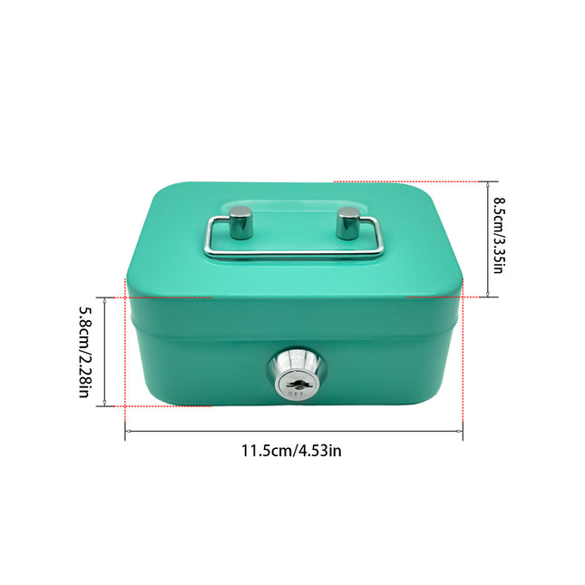 2PCS/Black Mini Lockable Cash Box with Handle