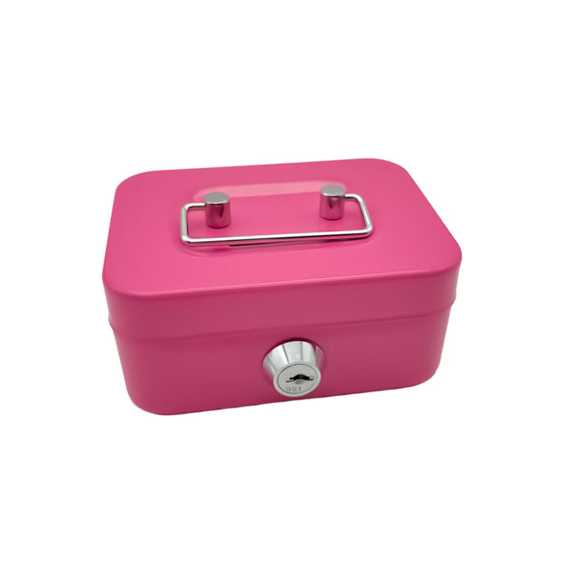 2PCS/Pink Mini Lockable Cash Box with Handle
