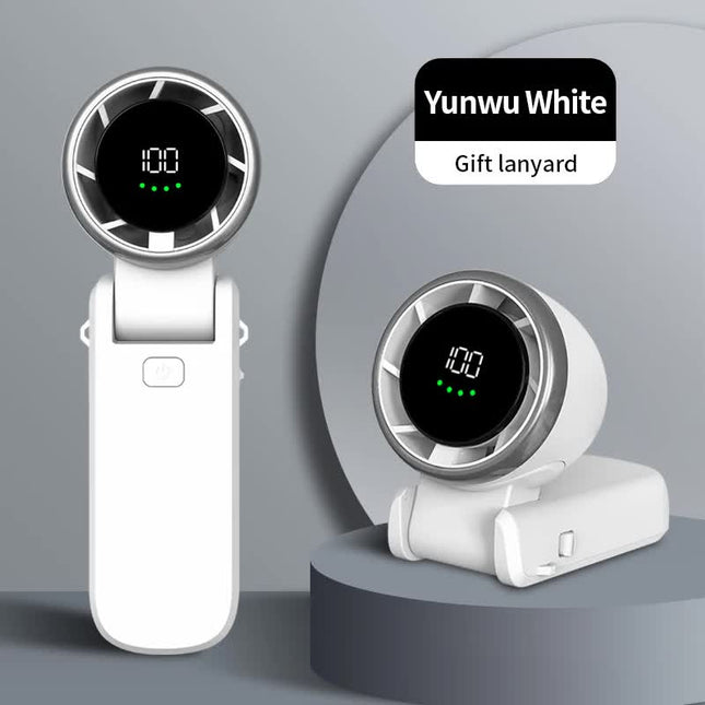 White Portable USB Rechargeable Handheld Fan with Digital Display V888-ELOSUNG15844