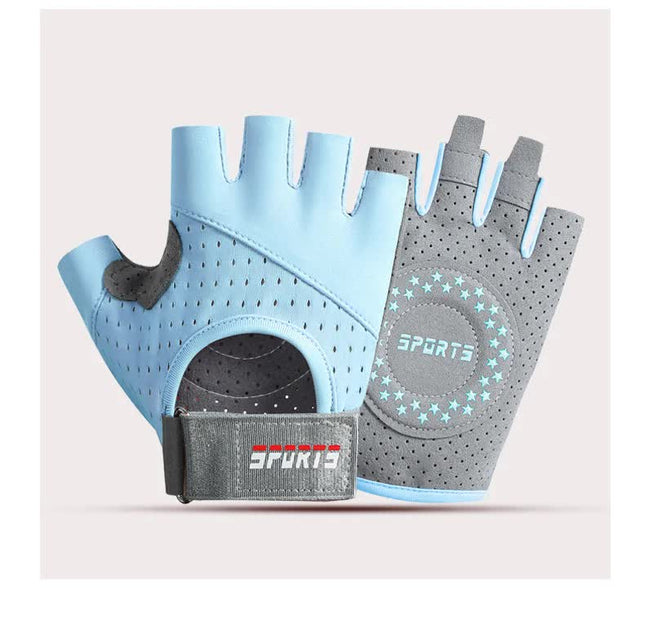 Blue/M Size Women's Non-Slip Breathable Sports Gloves