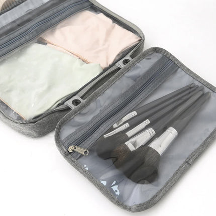 Blue Multipurpose Portable Travel Toiletry Bag - Waterproof Cosmetic Organizer with Zipper