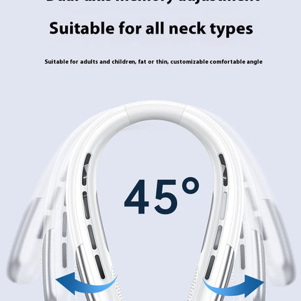 Digital Display Neck Fan - Rechargeable Portable Wearable Fan with Adjustable Speed- White 2400mAh