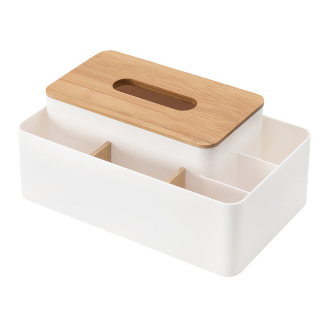 White Multifunctional Tissue Box Organizer