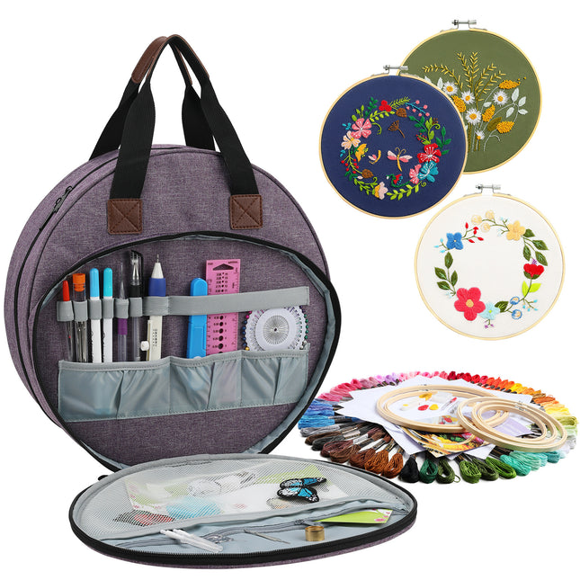 Leaves Multi-Pocket Embroidery Storage Bag – product detail