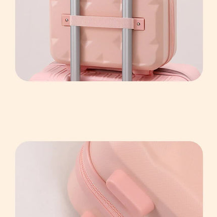 Beige 14-inch Mini Handheld Luggage Case - Stylish Makeup and Storage Box with ABS Shell