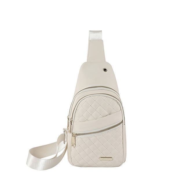 White Women's Quilted Sling Bag