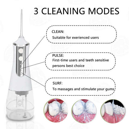 Pink 300ML Cordless Water Flosser with 5 Nozzles - Rechargeable Portable Oral Irrigator