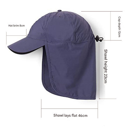 Nevy Blue UV Protection Outdoor Sun Hat with Neck Flap - Lightweight and Breathable