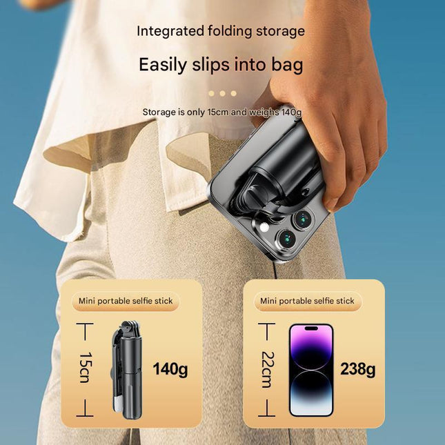 White With Light Portable Selfie Stick Tripod with Bluetooth Remote – product detail