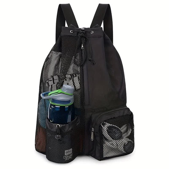 Black Mesh Drawstring Backpack