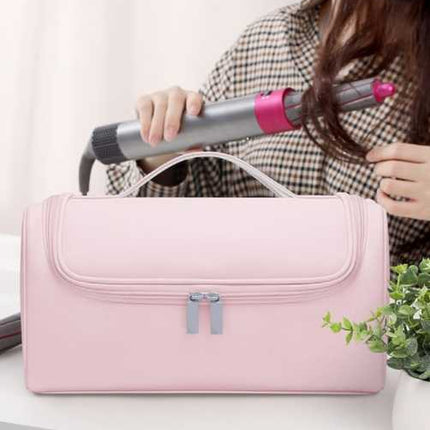 Blue Portable Hair Styling Tool Organizer - Travel Storage Bag with Compartments
