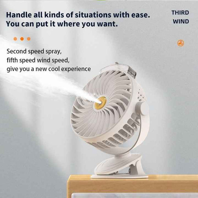 Black Portable Clip-On Mist Fan – product detail