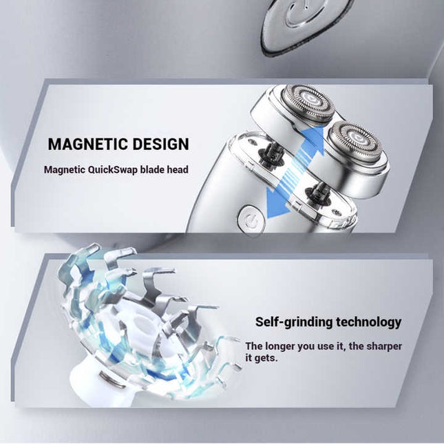 Blue Portable Twin-Head Electric Shaver – product detail