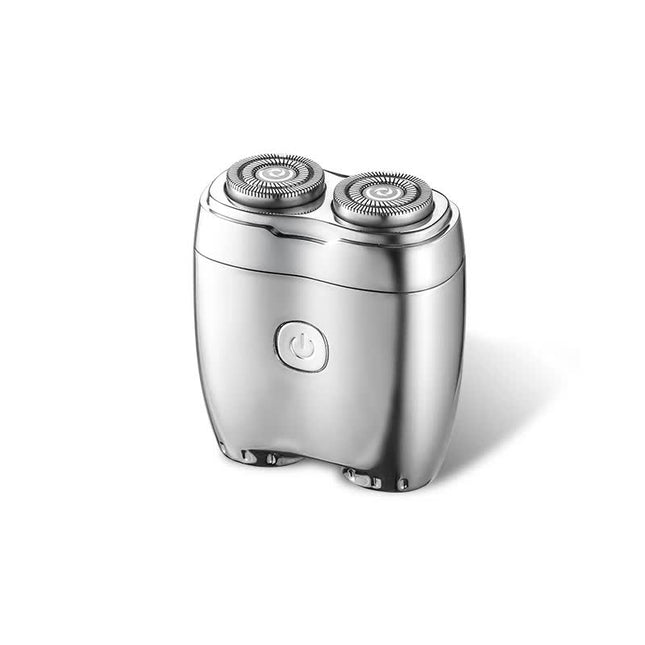 Silver Portable Twin-Head Electric Shaver