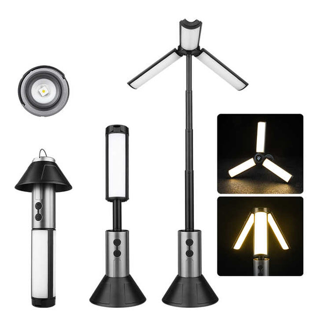 Multifunctional Telescopic Camping Lantern Portable LED Light with Adjustable Height and USB-C Charging (Up