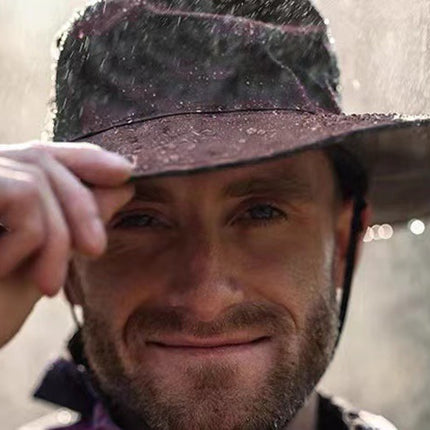 Black Outdoor Waterproof Wide-Brim Rain Hat – shape and profile