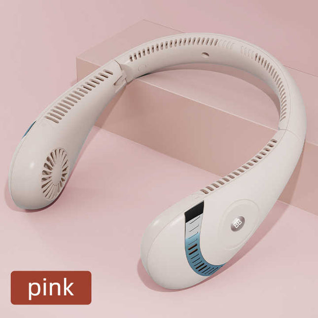 Pink Rechargeable 5000mAh Portable Neck Fan with 3-Speed Settings V888-ELOSUNG16423