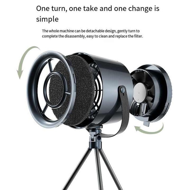 White Portable Retro-Style Desktop Air Purifier with Tripod Stand – product detail