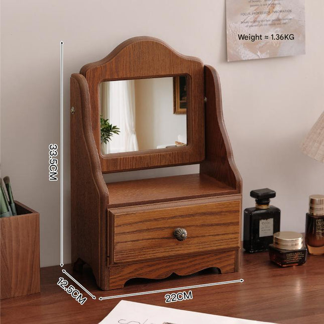 Square Wooden Tabletop Vanity Mirror with Drawer Elegant Design V888-ELOSUNG16532