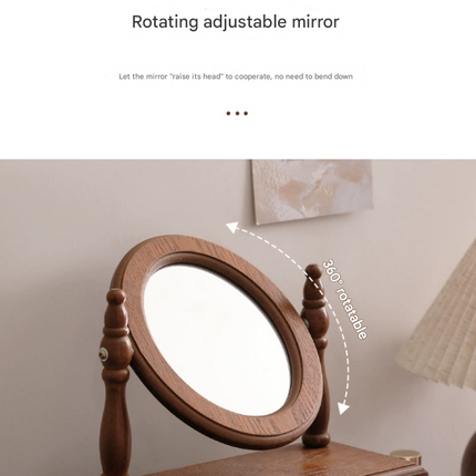 Square Wooden Tabletop Vanity Mirror with Drawer, Elegant Design