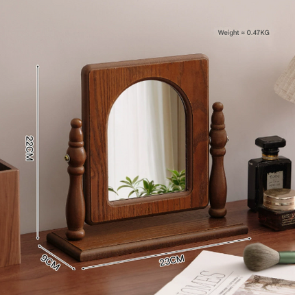 Square-shaped Wooden Tabletop Vanity Mirror, Elegant Design