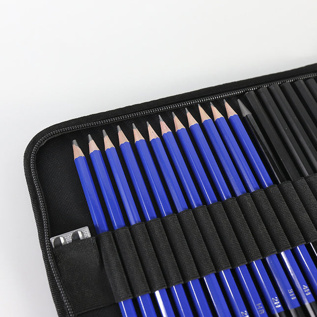 Light Blue 40-Piece Drawing Pencil Set Professional Art Kit in Convenient Storage Case – product detail