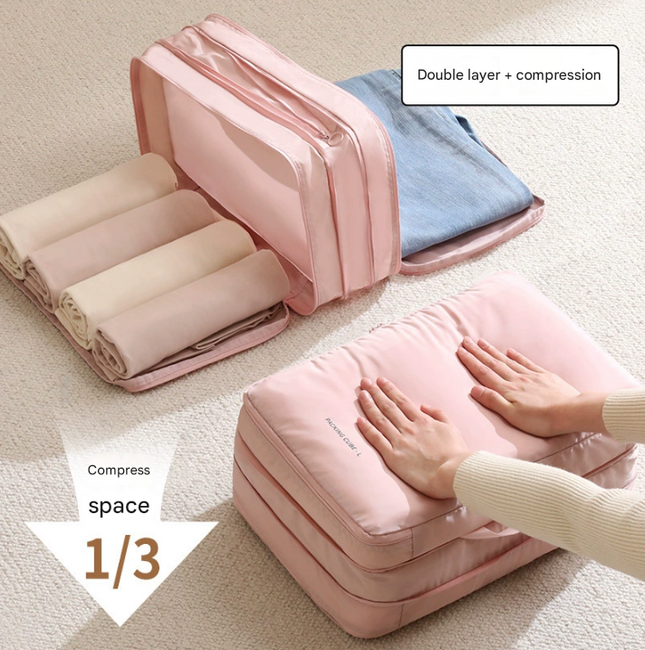 Beige Multifunctional Compact Travel Organizer Bag Stores 6-8 Essentials for Easy Access – product detail