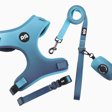 XS Blue Adjustable Soft Pet Harness with Leash & Poop Bag Dispenser