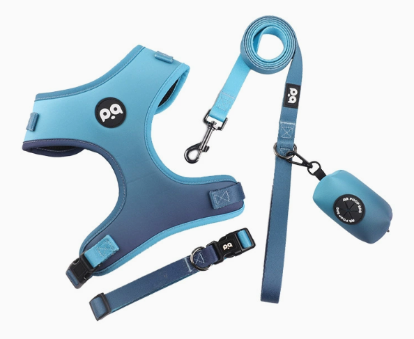 XS Blue Adjustable Soft Pet Harness with Leash & Poop Bag Dispenser V888-ELOSUNG16650
