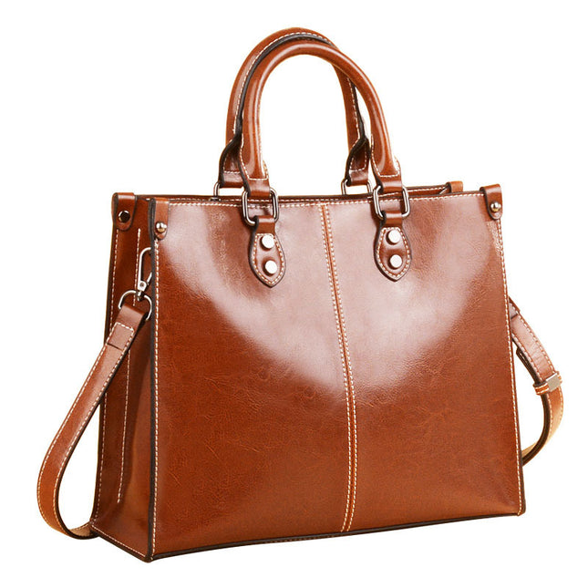Brown Elegant Leather Handbag