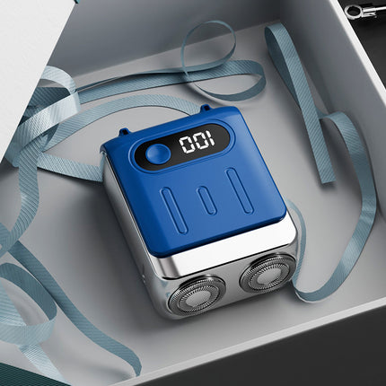 Blue Electric Shaver - Compact and Portable, USB Rechargeable with Digital Display, Ergonomic Design
