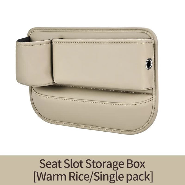 2 PCS Beige-right Car Seat Gap Storage Box