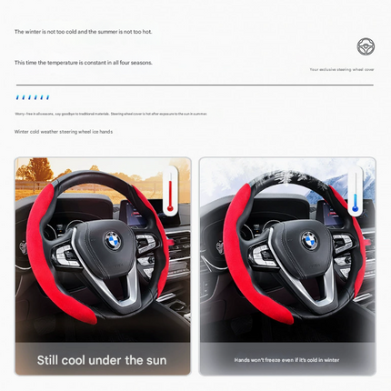 2 PCS Grey Steering Wheel Cover - Soft and Comfortable, Fits 38cm Diameter Steering Wheels