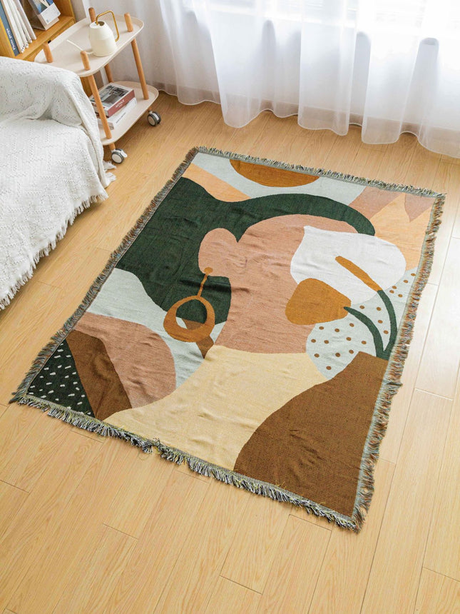 Boho Abstract Woven Blanket 180x130cm Decorative Throw with Tassel Edges V888-ELOSUNG16735