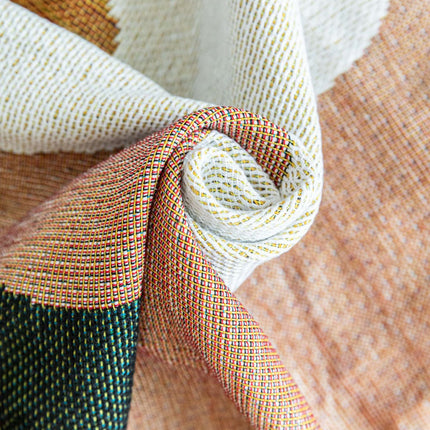 Boho Abstract Woven Blanket – 180x130cm Decorative Throw with Tassel Edges