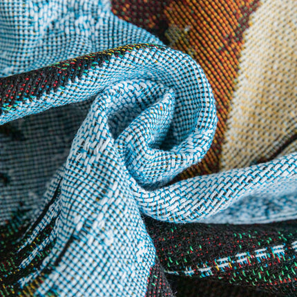 Safari-Inspired Woven Blanket - 160x130cm Artistic Tapestry Throw with Tassel Edges